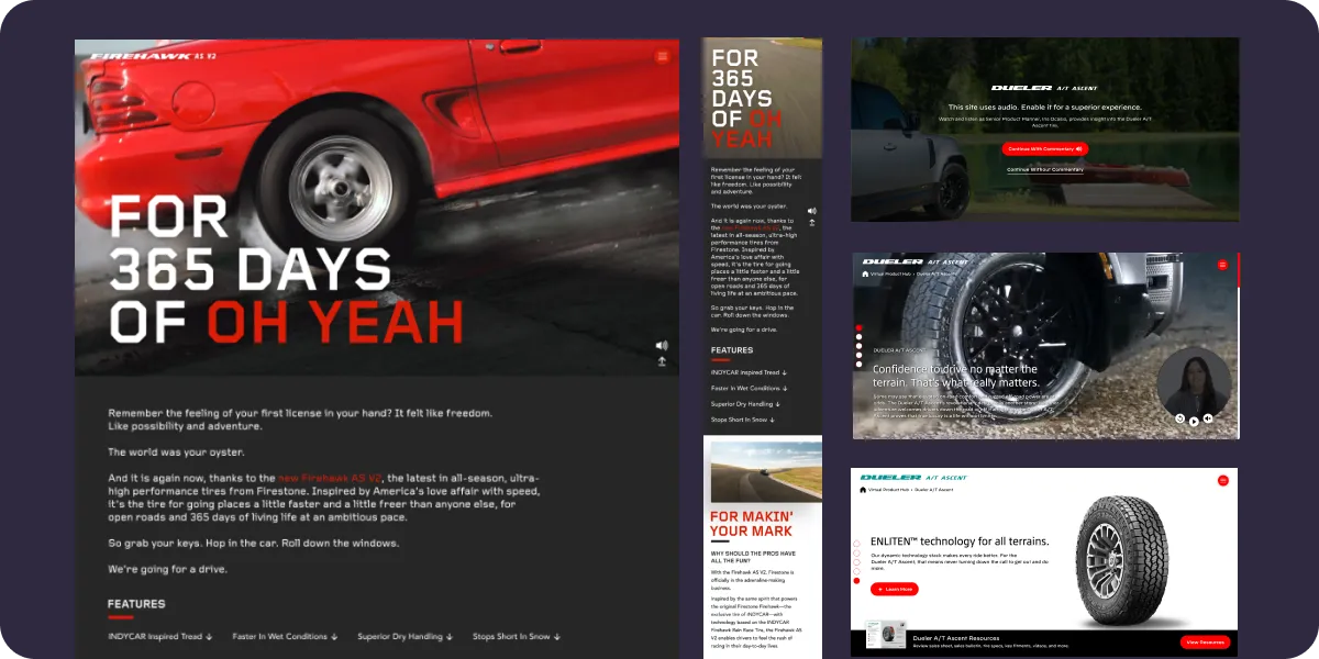 Bridgestone / Firestone — interface preview composite of the project's key screens