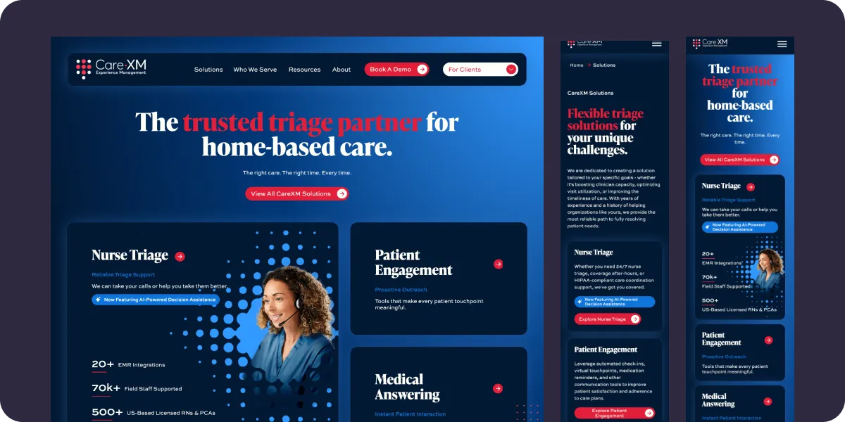 CareXM — interface preview composite of the project's key screens